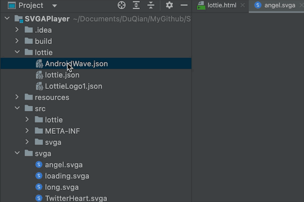 选中动画文件,双击或者右键打开预览