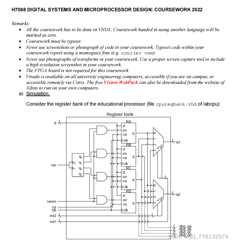 H7068 DIGITAL SYSTEMS AND MICROPROCESSOR DESIGN: COURSEWORK 2022 ...
