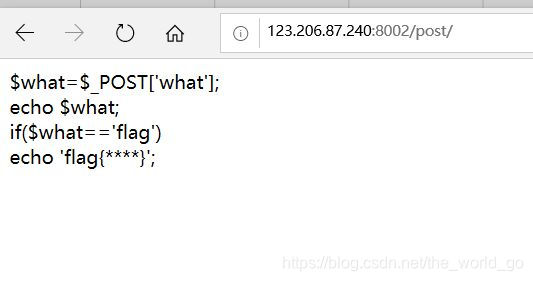 php代码，post方法使what=falg