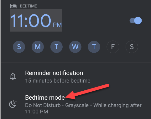 Tap "Bedtime Mode."