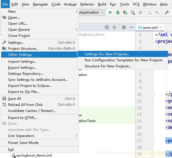 修改新建Project的设置