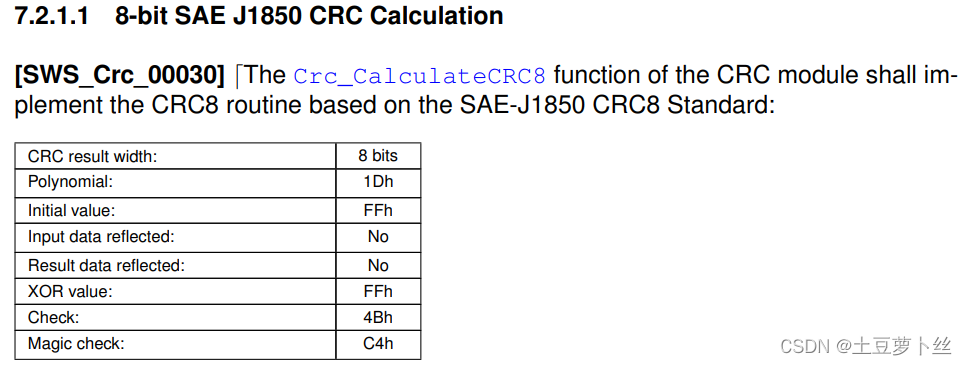 Autosar --- CRC8 SAE J1850 CRC计算_Autosar -- MCAL从入门到精通-CSDN专栏