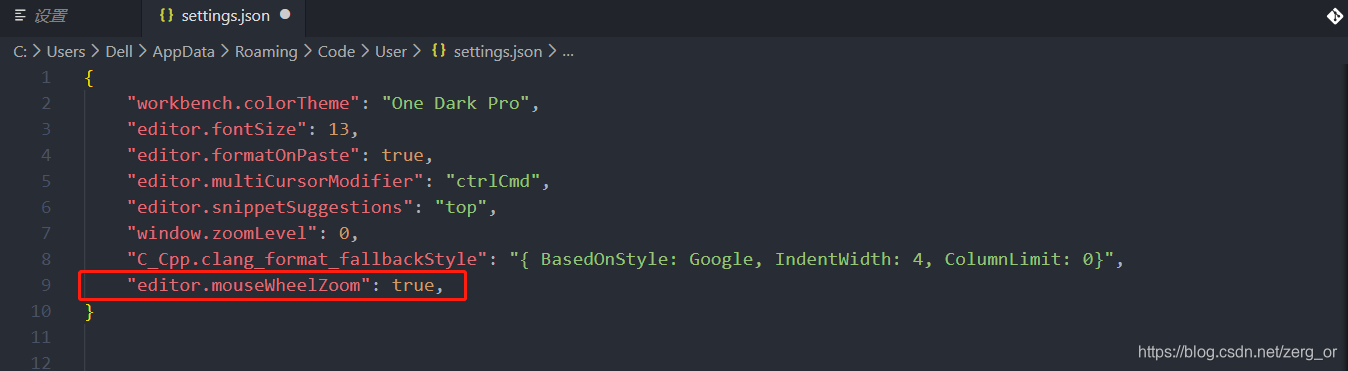 VS code settings.json