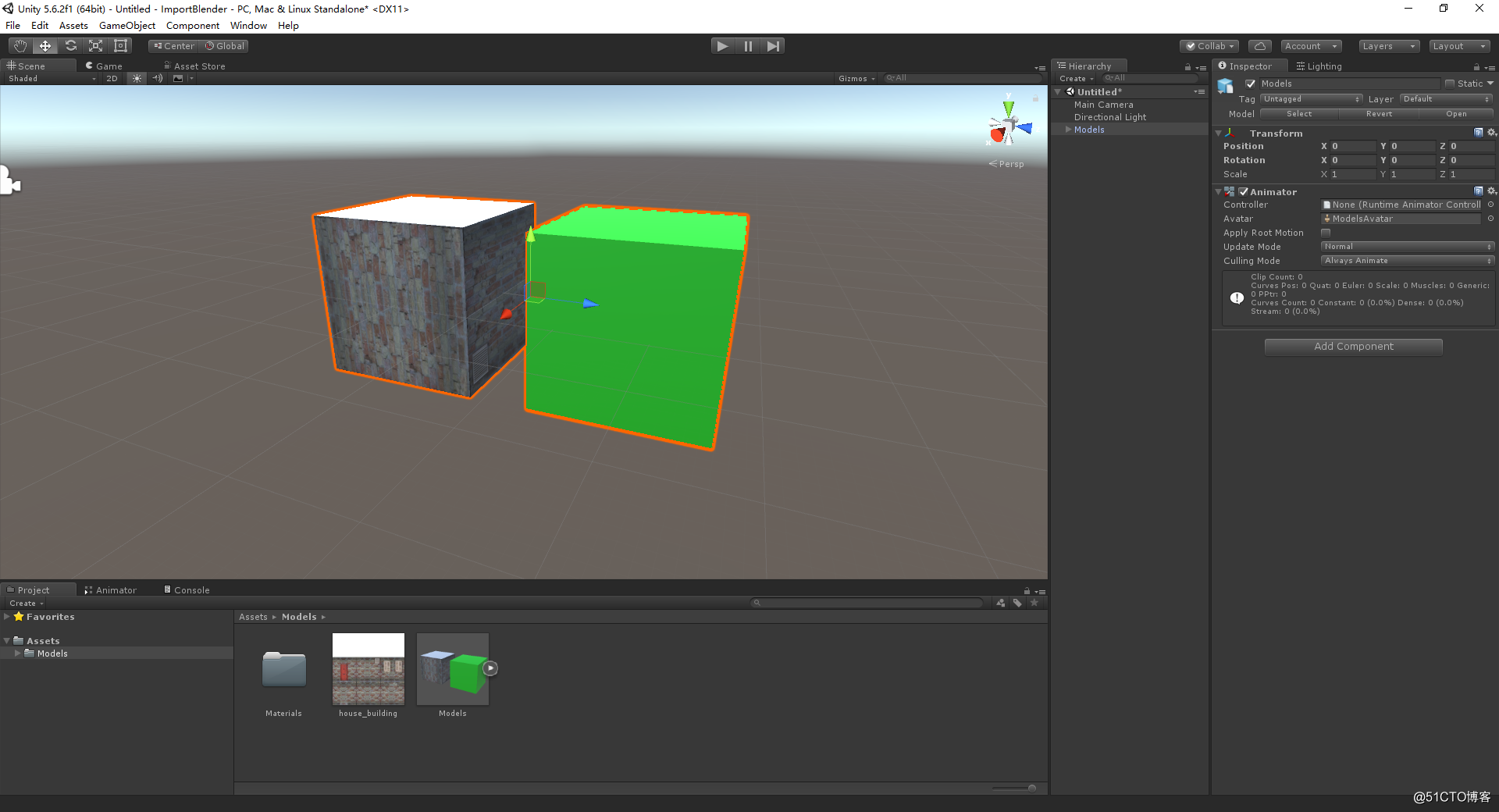 blender 带贴图与颜色材质的模型，导入到Unity中