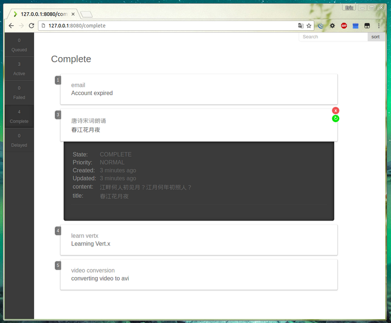 Vert.x Kue UI
