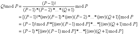 Q! % P ==