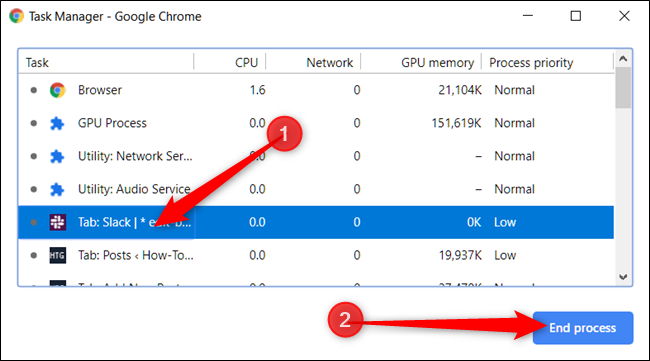 Click on a process, and then click "End Process" to kill the process.