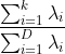 \frac{\sum_{i=1}^{k}\lambda_{i}}{\sum_{i=1}^{D}\lambda_{i}}
