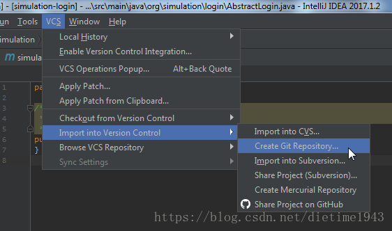 首次将IDEA中的项目上传到Github / Share Project on GitHub_idea中share project ...