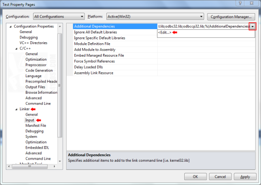 Visual C++ Express: Additional Dependencies