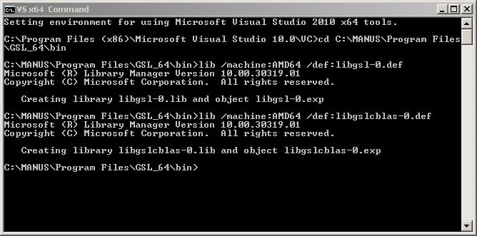 Windows <wbr>7 <wbr>64bit和Visual <wbr>Studio <wbr>2010下安装及使用64位gsl库 Windows <wbr>7 <wbr>64bit和Visual <wbr>Studio <wbr>2010下安装及使用64位gsl库