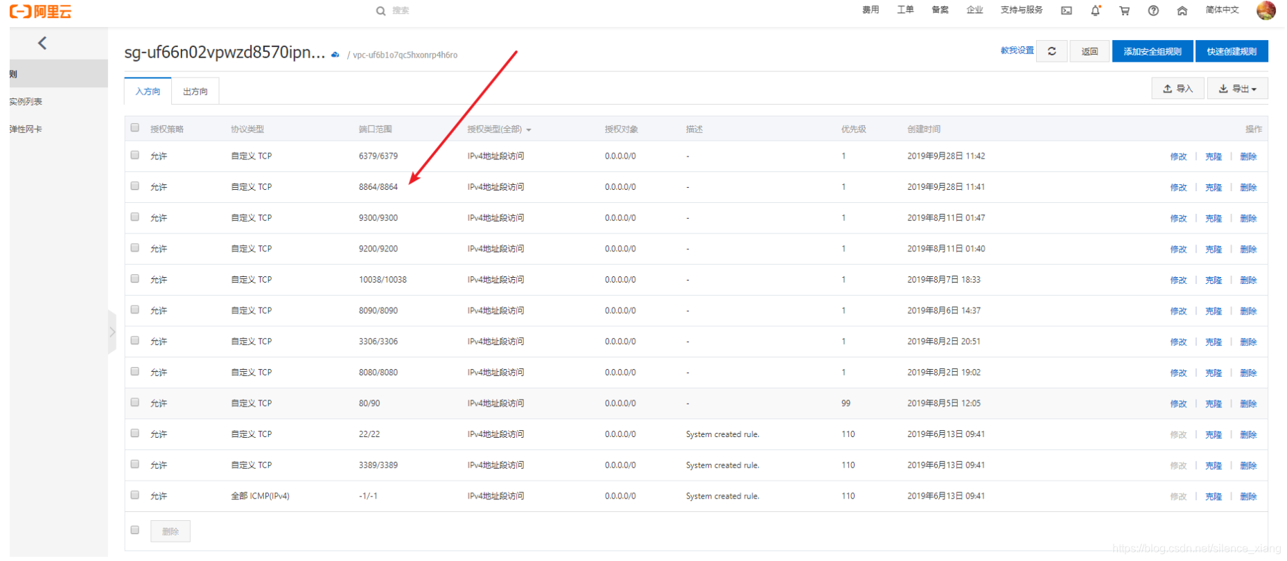 阿里云控制台打开相应端口