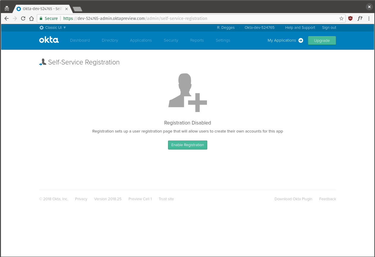 okta enable registration