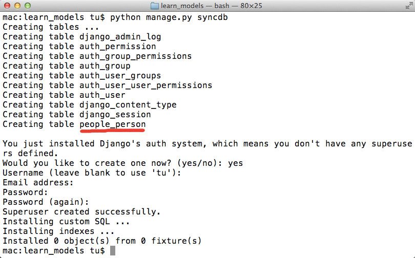 python manage.py syncdb