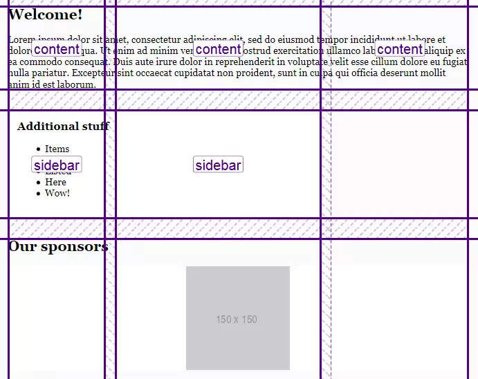 A view of the layout on medium screens