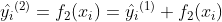 \hat{y_{i}}^{(2)}=f_{2}(x_{i})=\hat{y_{i}}^{(1)}+f_{2}(x_{i})
