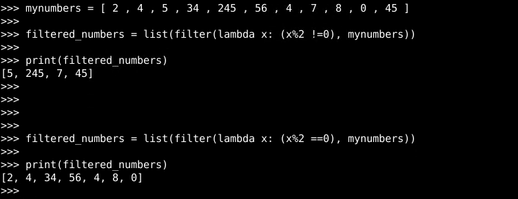 Lambda with filter() Function