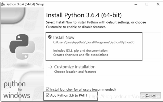 勾选Add Python 3.6 to PATH