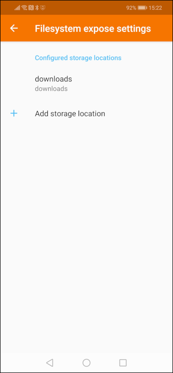Downloads in the filesystem expose settings screen