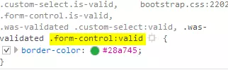 Bootstrap validation classes in the browser’s developer tools