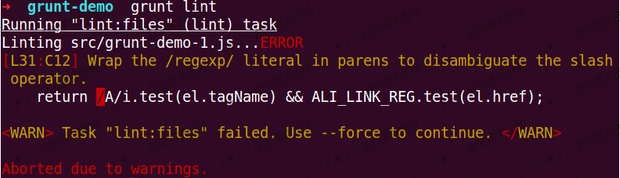 grunt lint fail