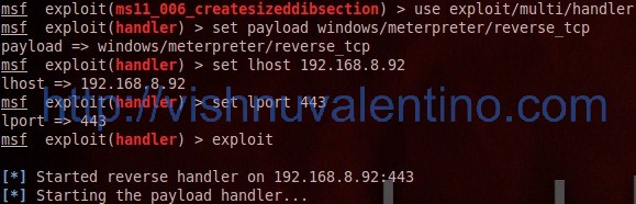 Hacking Windows XP SP3 via MS11-006 Windows Shell Graphics Processing Vulnerability
