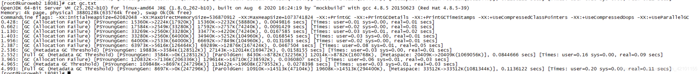 记一次简单的服务启动GC优化_[gc (metadata gc threshold) [psyounggen: 196610k->-CSDN博客