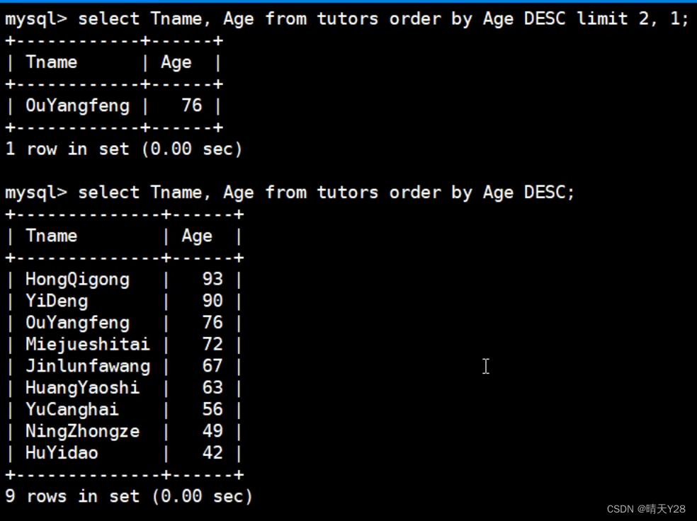 MySQL数据库单表查询中查询条件的写法