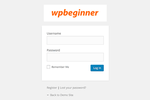 Custom login page with WordPress logo replaced