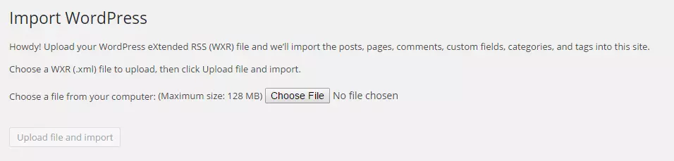 Import WordPress