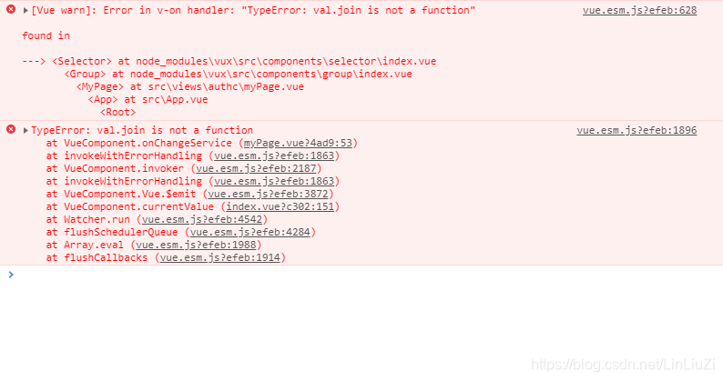 Error in v-on handler: "TypeError: val.join is not a function,val.join没有起作用，我查看相关代码，