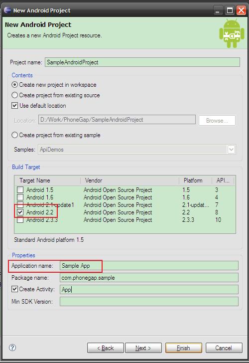 图 5:创建新 Android 工程