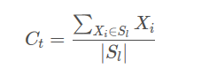 Ct=∑Xi∈SlXi∣Sl∣Ct​=∣Sl​∣∑Xi​∈Sl​​Xi​​