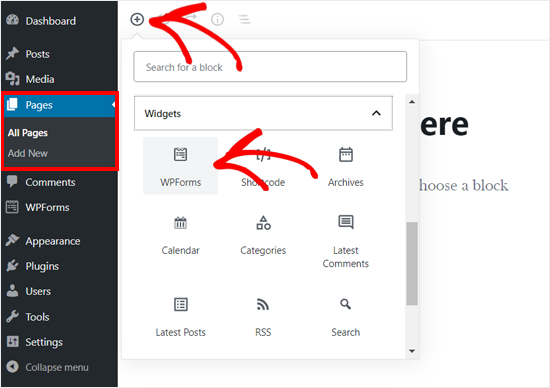 Add WPForms Block to WordPress Page Editor