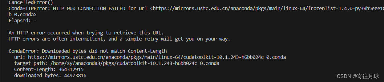 conda多次出现An HTTp error occurred when trying to retrieve this URL.Http ...