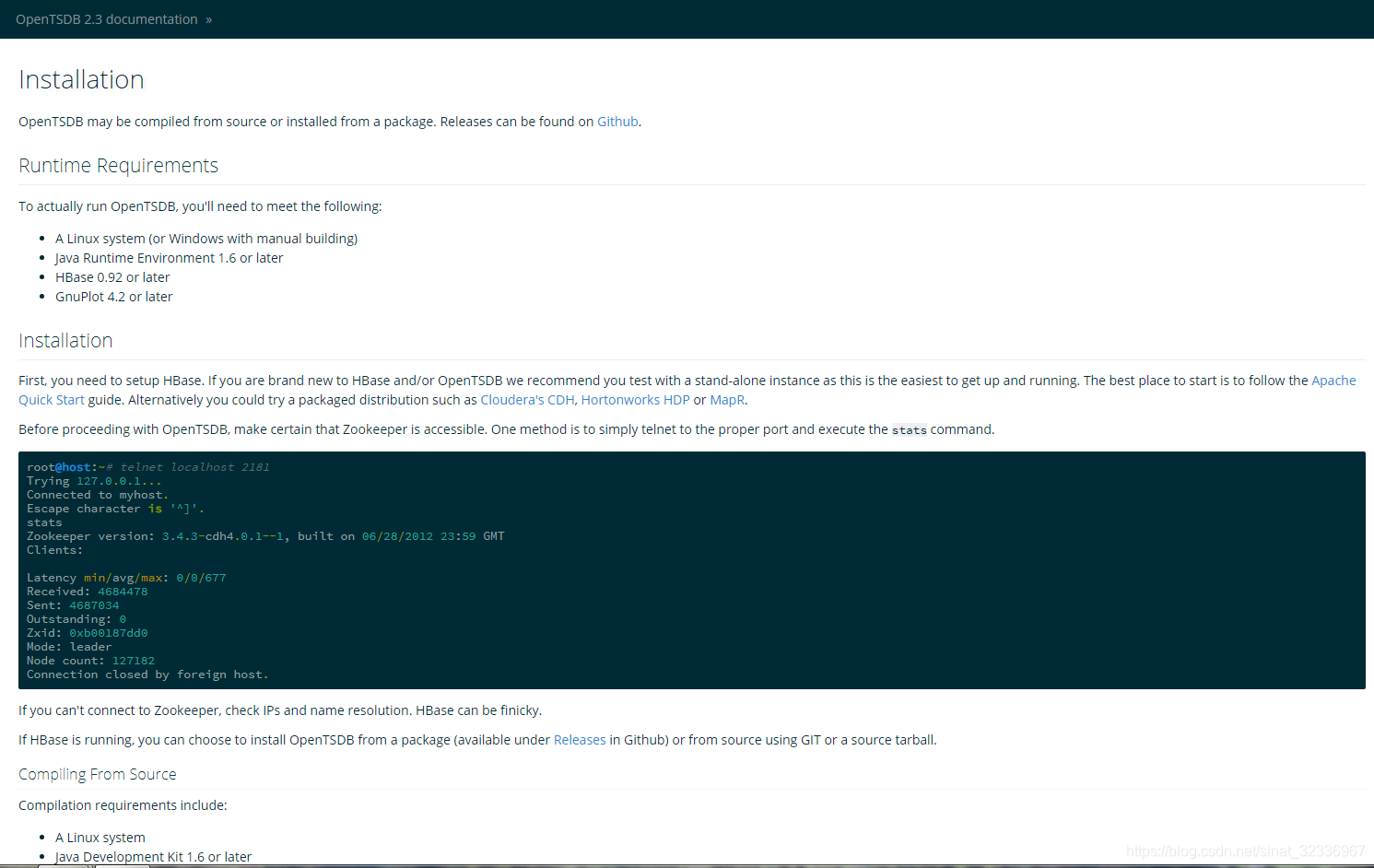 OpenTSDB的Requirements