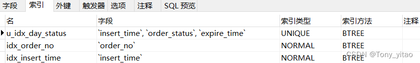 s1表中的索引