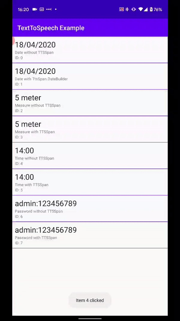 Demonstration of the Time Builder with TtsSpan