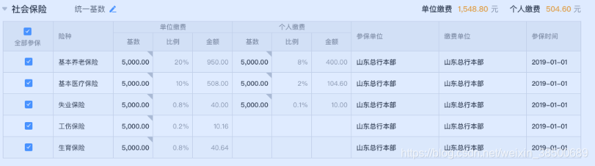 可展开,可编辑基数,自动计算单位及个人缴费情况