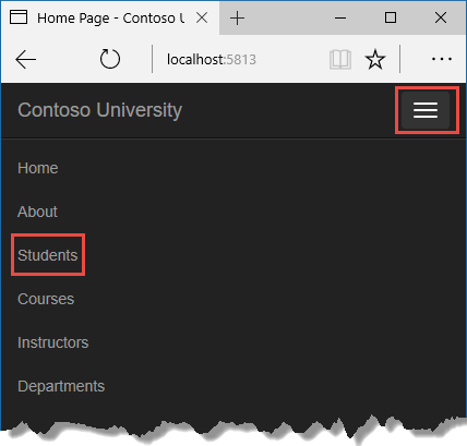 窄的 Contoso 大学主页
