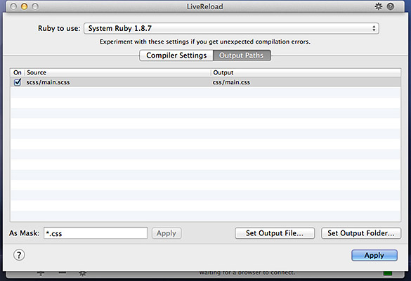 选择输出文件夹以编译Sass