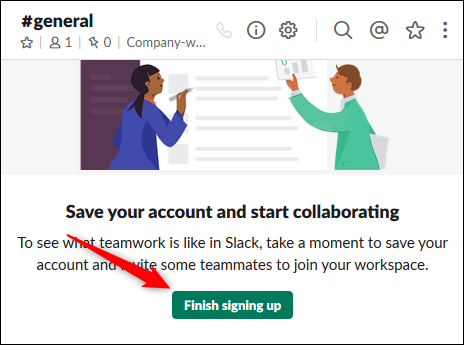 The "Finish signing up" button.