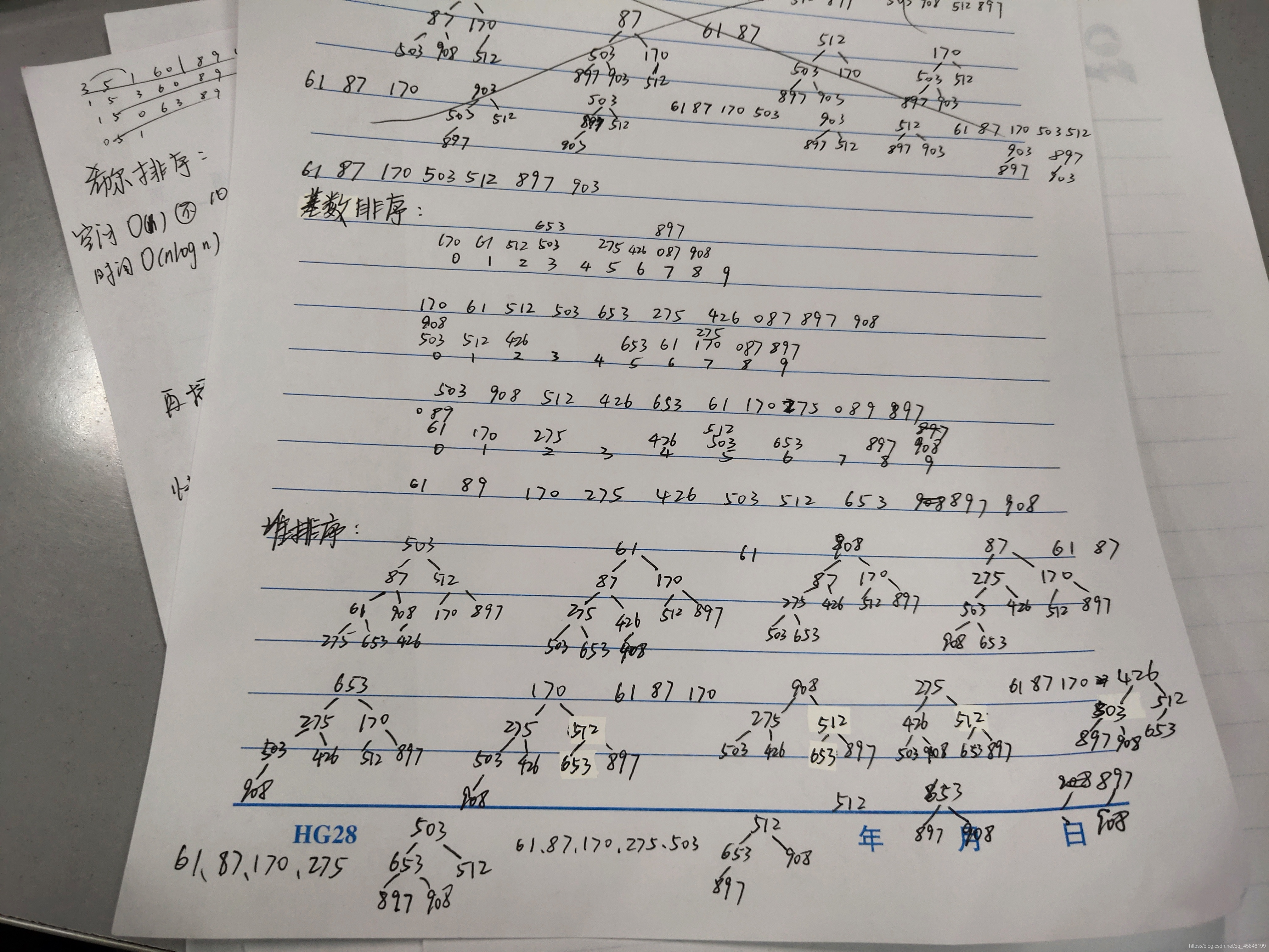 基数排序和堆排序 (堆排序后面我懒得写了,自己补上吧)