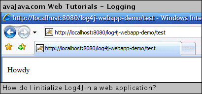 Hitting test servlet in browser window