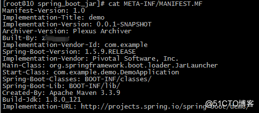 spring boot框架 demo-0.0.1-SNAPSHOT.jar中没有主清单属性