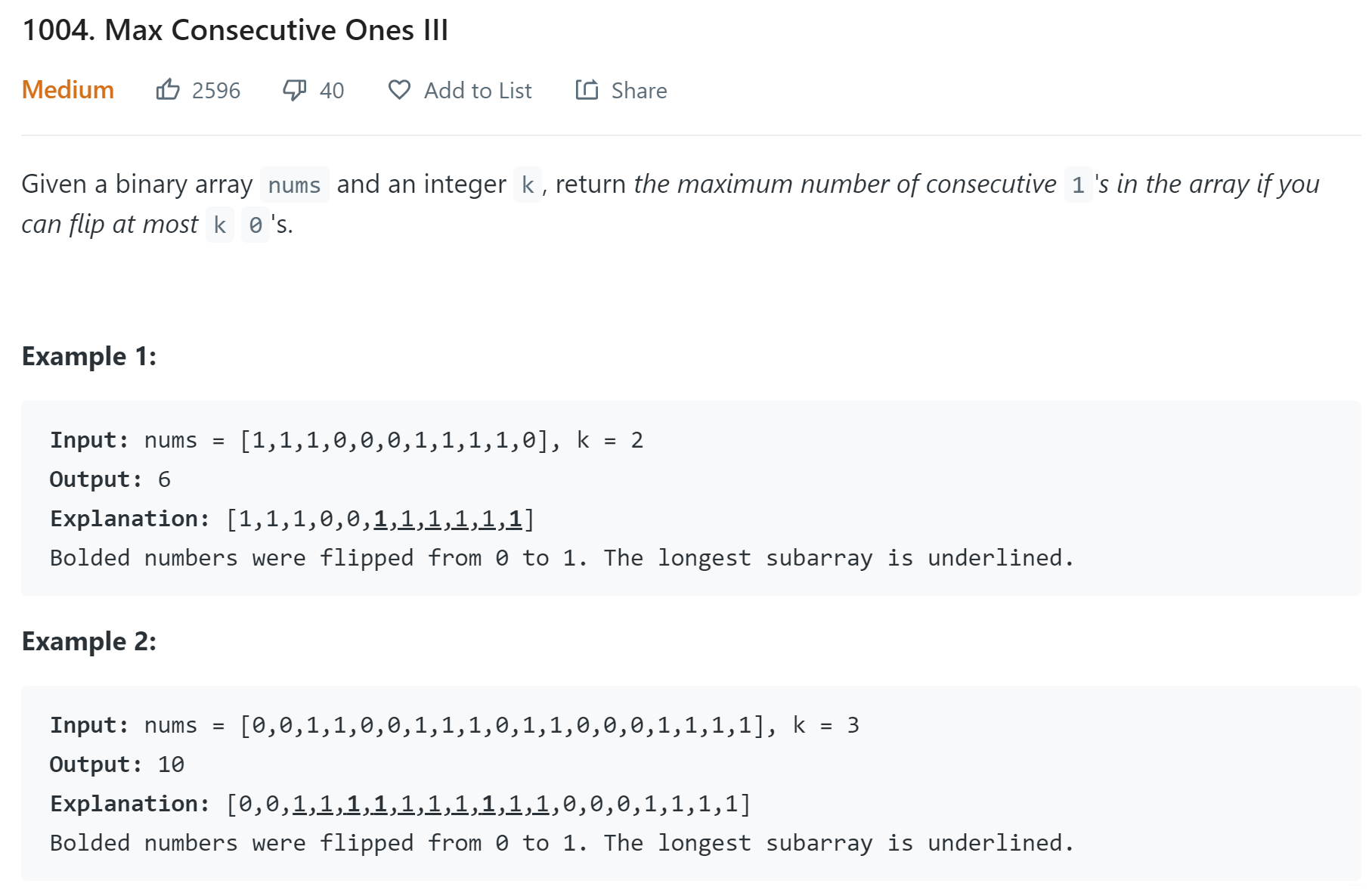 leetcode 485,487,1004. Max Consecutive Ones I ,II, III（最大连续1的个数问题合集 ...