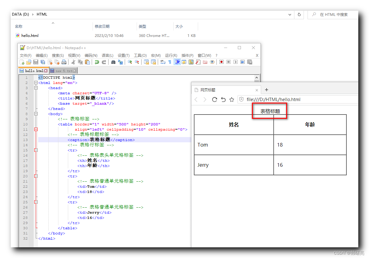 【HTML】HTML 表格总结 ★★★ ( 表格标签 | 行标签 | 单元格标签 | 表格标签属性 | 表头单元格标签 | 表格标题标签 ...