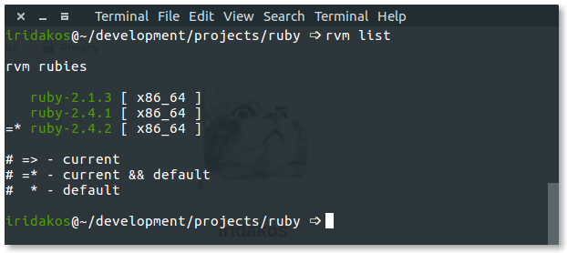 RVM list screenshot