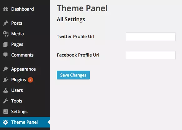 Theme Settings API Social Profiles