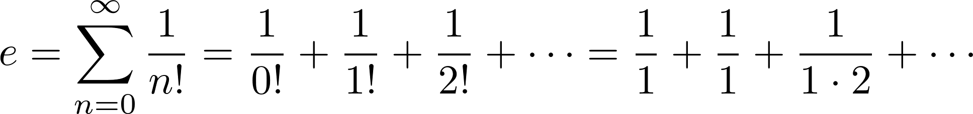 Series for calculating mathematical constant e